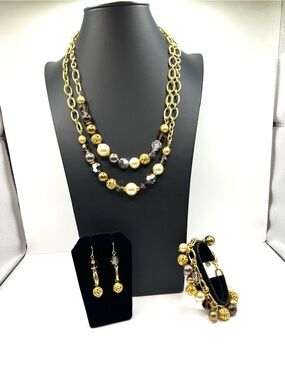 Brighton Gold Plated Multi-Bead Necklace Set Necklace Earrings Bracelet